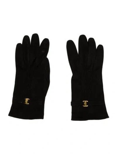 Pre-owned Ferragamo Suede Winter Gloves In Black