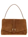 Ferragamo Suede With Gancini Hardware Shoulder Bag In Brown