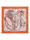 Ferragamo Summer2 Fish-printed Silk Scarf In Orange