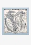 Ferragamo Summernew Fish Print Silk Scarf In Multicolor
