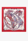 Ferragamo Summernew Fish Print Silk Scarf In Red