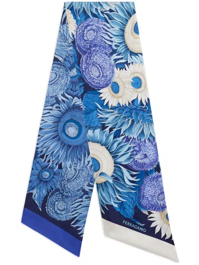 Ferragamo Sunflower Print Bandeau In Blue