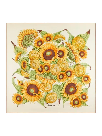 FERRAGAMO FERRAGAMO SUNFLOWER PRINT SILK SCARF