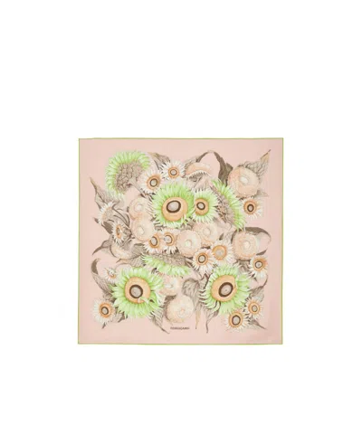 Ferragamo Sunflower Print Silk Scarf In Multi