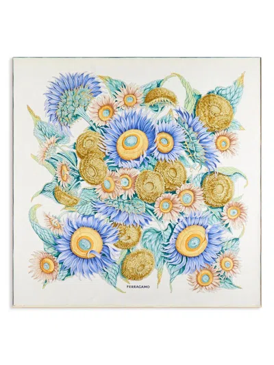 FERRAGAMO SUNFLOWER-PRINT SILK SCARF