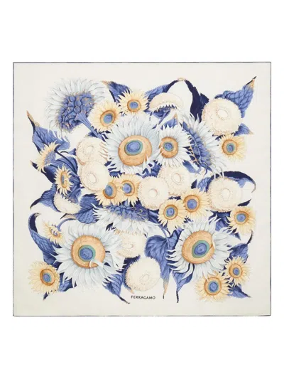 Ferragamo Sunflower-print Silk Scarf In Multi
