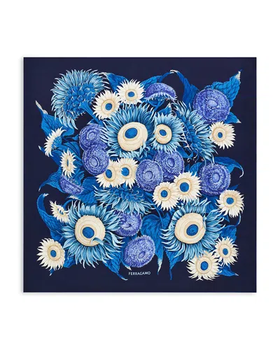 FERRAGAMO SUNFLOWER PRINT SILK SCARF