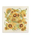 Ferragamo Sunflower Print Silk Scarf In Avorio/yellow