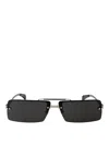 Ferragamo Silver Metal Sunglasses In Black
