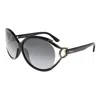 Ferragamo Sunglasses Oval Semi Rim, Black Frame And Grey Gradient Lens Sf600s001 In Blue