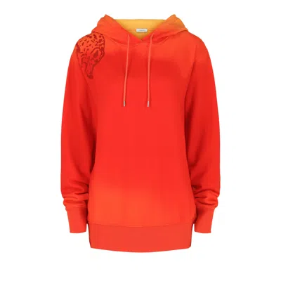 Pre-owned Ferragamo Sunset Print Cotton Hoodie 'red' | Women's Size L