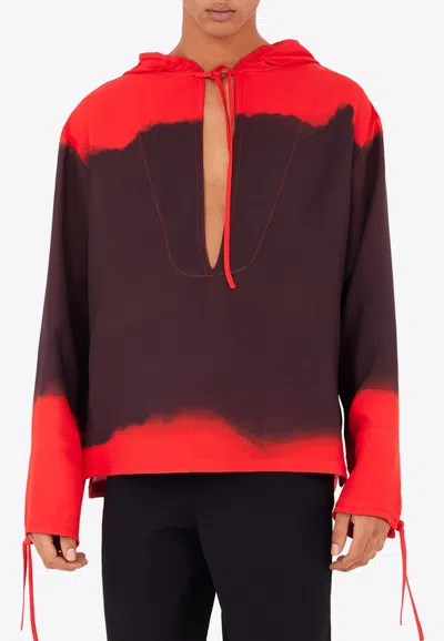 FERRAGAMO SUNSET-PRINT HOODED SWEATSHIRT