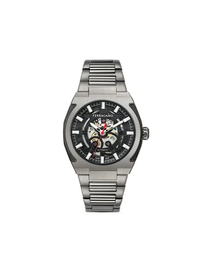 Ferragamo Supreme Skeleton Automatic Watch In Metallic