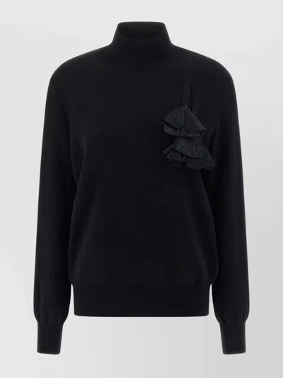 FERRAGAMO SWEATER WITH FLORAL DETAIL AND HIGH NECK