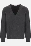 Ferragamo Charcoal Stretch Alpaca Blend Sweater In Black Charcoal