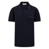 Ferragamo Gancini Pocket Trim Polo Shirt In Blue