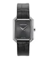 Ferragamo Swiss-made Crystal Leather Watch With Black Calfskin Strap