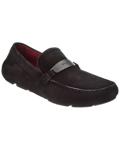Ferragamo Switch Light Suede Driver In Black