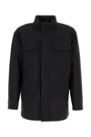 Ferragamo Front Pocket High Collar Long Sleeve Coat In Black