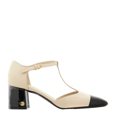 Ferragamo Chunky Heel T-strap Pump In Black