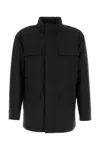 Ferragamo Front Pocket High Collar Long Sleeve Coat In Black