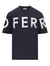 Ferragamo Graphic Logo Crewneck T-shirt In Blue