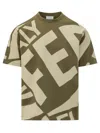 Ferragamo Graphic Print T-shirt In Olive/stone