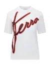 Ferragamo Logo-print Short-sleeved T-shirt In White/blk/new Red