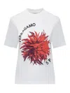 Ferragamo Short-sleeved T-shirt In White/red/bordeaux
