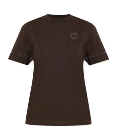Ferragamo T-shirt With Decorative Trim In Brown