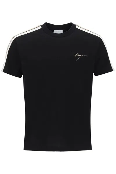 Ferragamo T-shirt With Side Stripes In Black