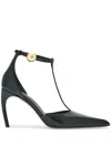 Ferragamo Lysandra Patent T-strap Stiletto Pumps In Black