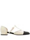 Ferragamo Linette Bicolor T-strap Ballerina Flats In Multi