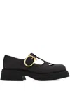 Ferragamo Leather Zoey Ballerinas Chunky Heel In Black
