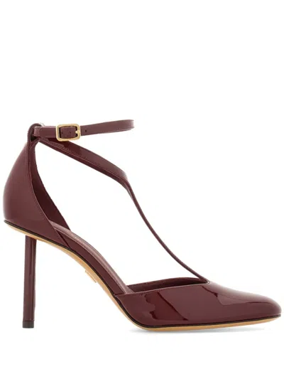 Ferragamo T-strap Pumps In Red