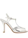 Ferragamo T-strap Sandal In Grey