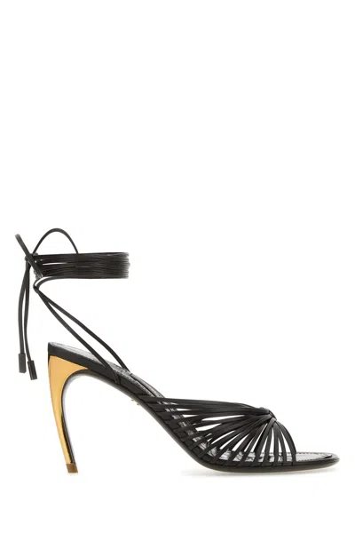 FERRAGAMO DARK BROWN LEATHER ATENA SANDALS