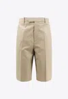 Ferragamo Logo-embossed Bermuda Shorts In Neutral