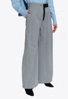 Ferragamo Canvas Palazzo Trousers In Gray
