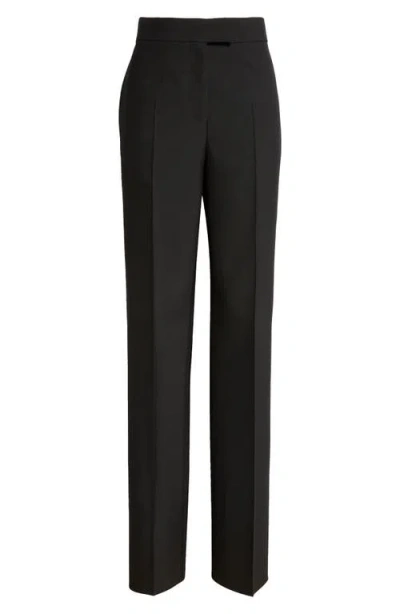 Ferragamo Structured-waist Darted-back Wide-leg High-rise Stretch-crepe Trousers In Black