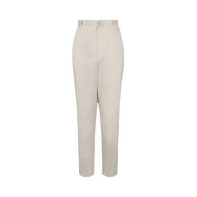 Pre-owned Ferragamo Tailored Cotton-blend Tapered Trouser 'light Grey' | Women's Size 46
