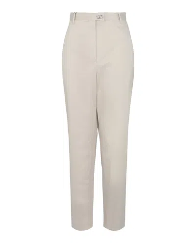 Ferragamo Tailored Cotton-blend Tapered Trouser In Neutral