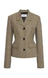 Ferragamo Tailored Linen Single-breasted Blazer In Brown
