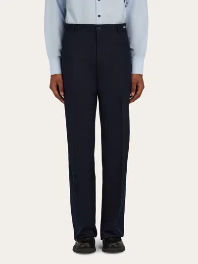 Ferragamo Tailored Navy Trousers In Blue