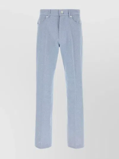 Ferragamo Tailored Oxford Trousers With Pockets In Blue