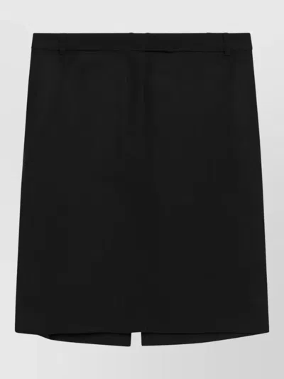 Ferragamo Tailored Skirt Belt Loops Back Slit Buttons In Black
