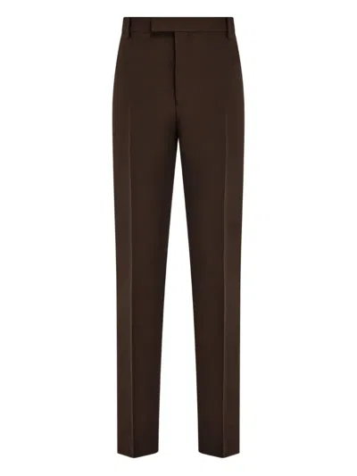 Ferragamo Tailored Straight-leg Trousers In Brown