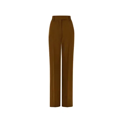 Ferragamo Tailored Trousers In Chevron In Brown