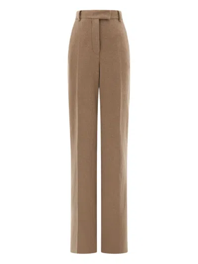 Ferragamo Pure Wool Tailored Trouser In Brown