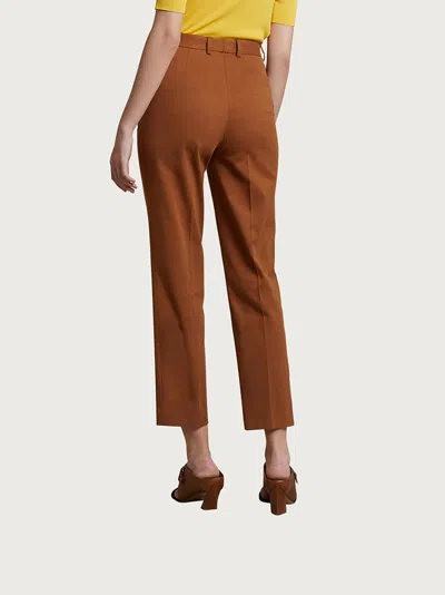Ferragamo Tailored Twill Trousers In Brown